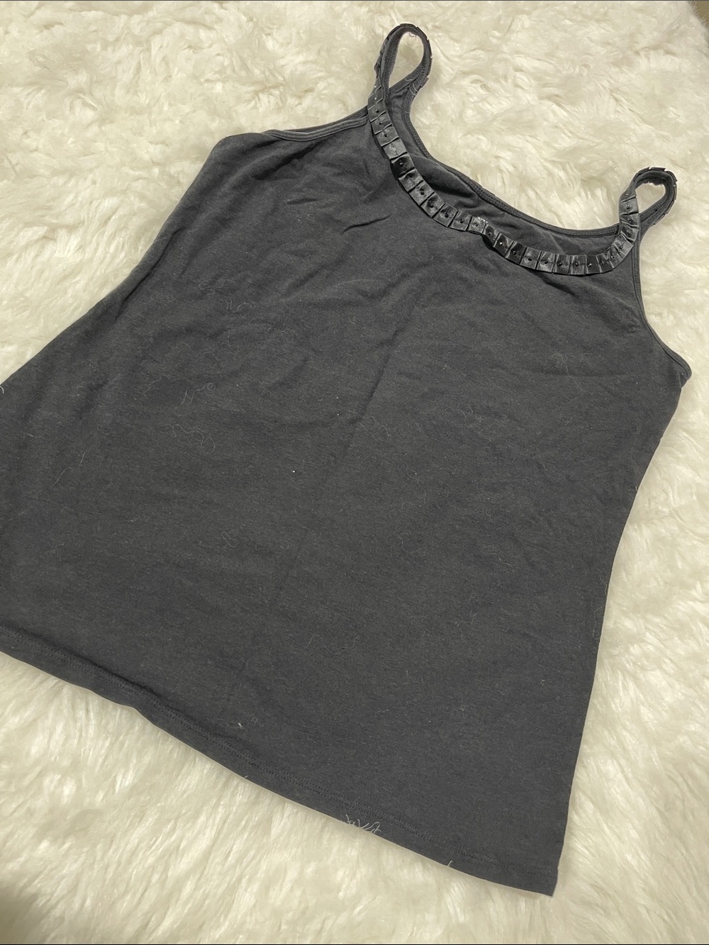 New York & Company Black Studded Trim Camisole Tank